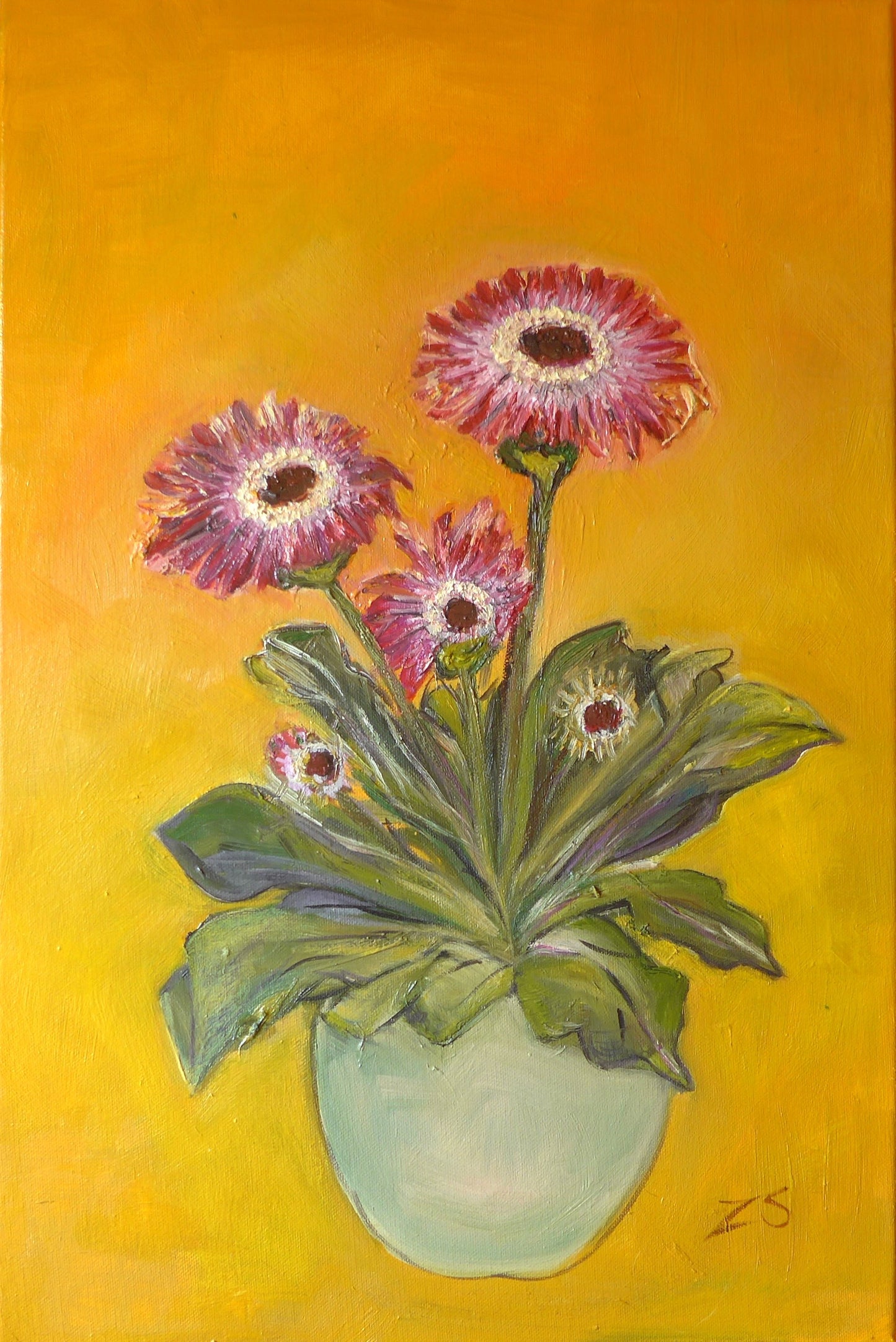 Sonnenhut auf gelbem Grund - 60 × 40cm